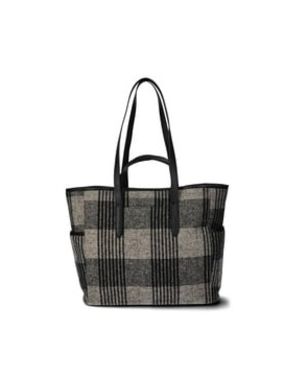 Time and Tru Black and Cream Plaid Tote